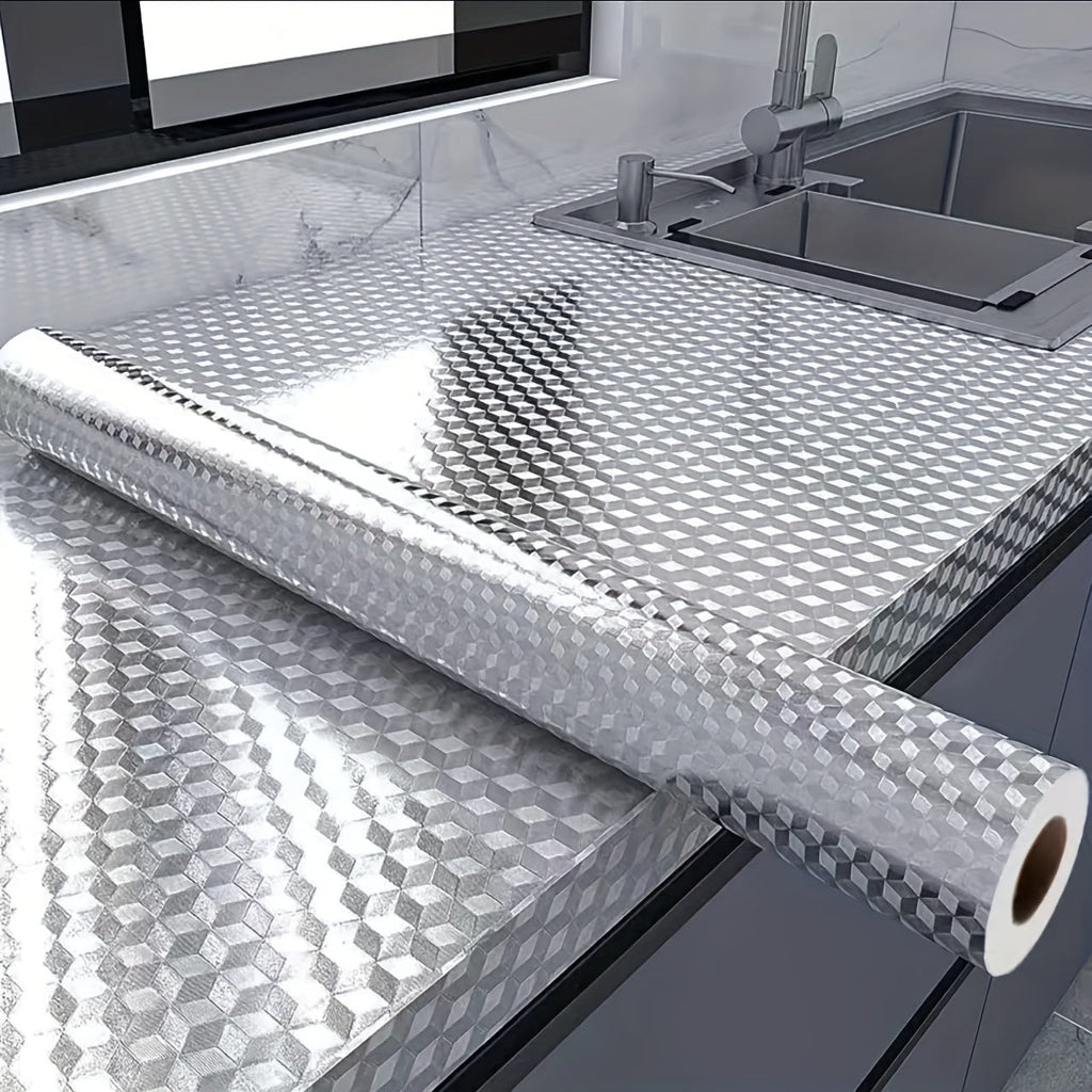 Selbstklebende Edelstahl-Folien-Tapete – 1 m x 40 cm, silber – Öl-, wasser- & hitzebeständig – Ideal für Küchenrückwände & Arbeitsplatten