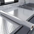 Selbstklebende Edelstahl-Folien-Tapete – 1 m x 40 cm, silber – Öl-, wasser- & hitzebeständig – Ideal für Küchenrückwände & Arbeitsplatten