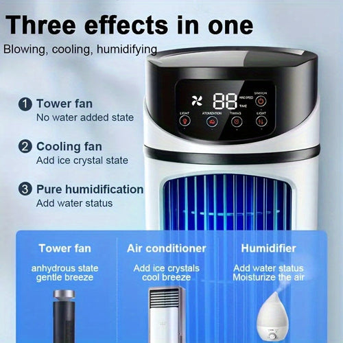 3-in-1 Luftkühler: Ventilator + Luftbefeuchter + Nachtlicht – 91 oz Wassertank, 6-stufiger Wind